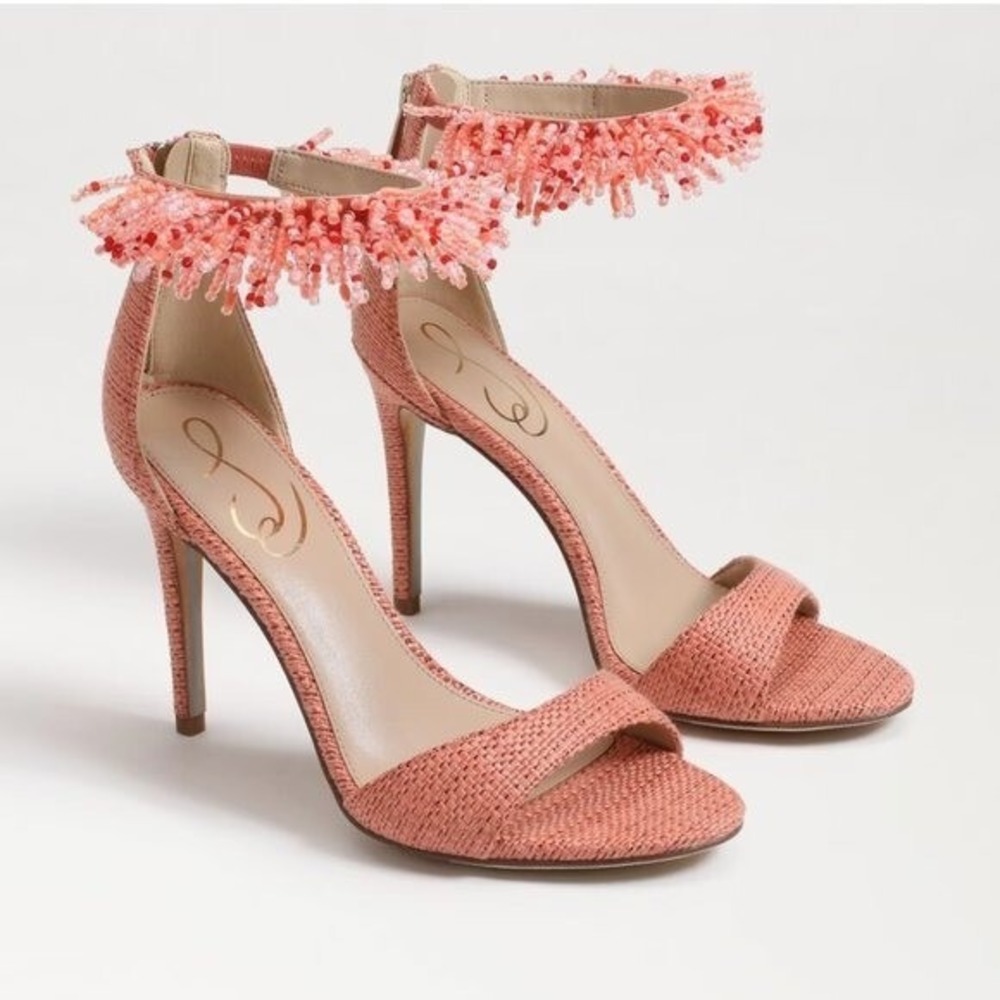 Sam Edelman Gillie Beaded Ankle Strap Heel - Size. 8 - Picture 1 of 7